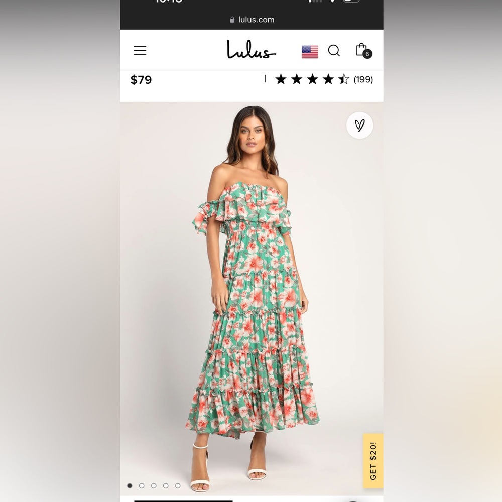 Lulu's Floral Off-Shoulder Maxi Dress - Green and Pink - Chance for us